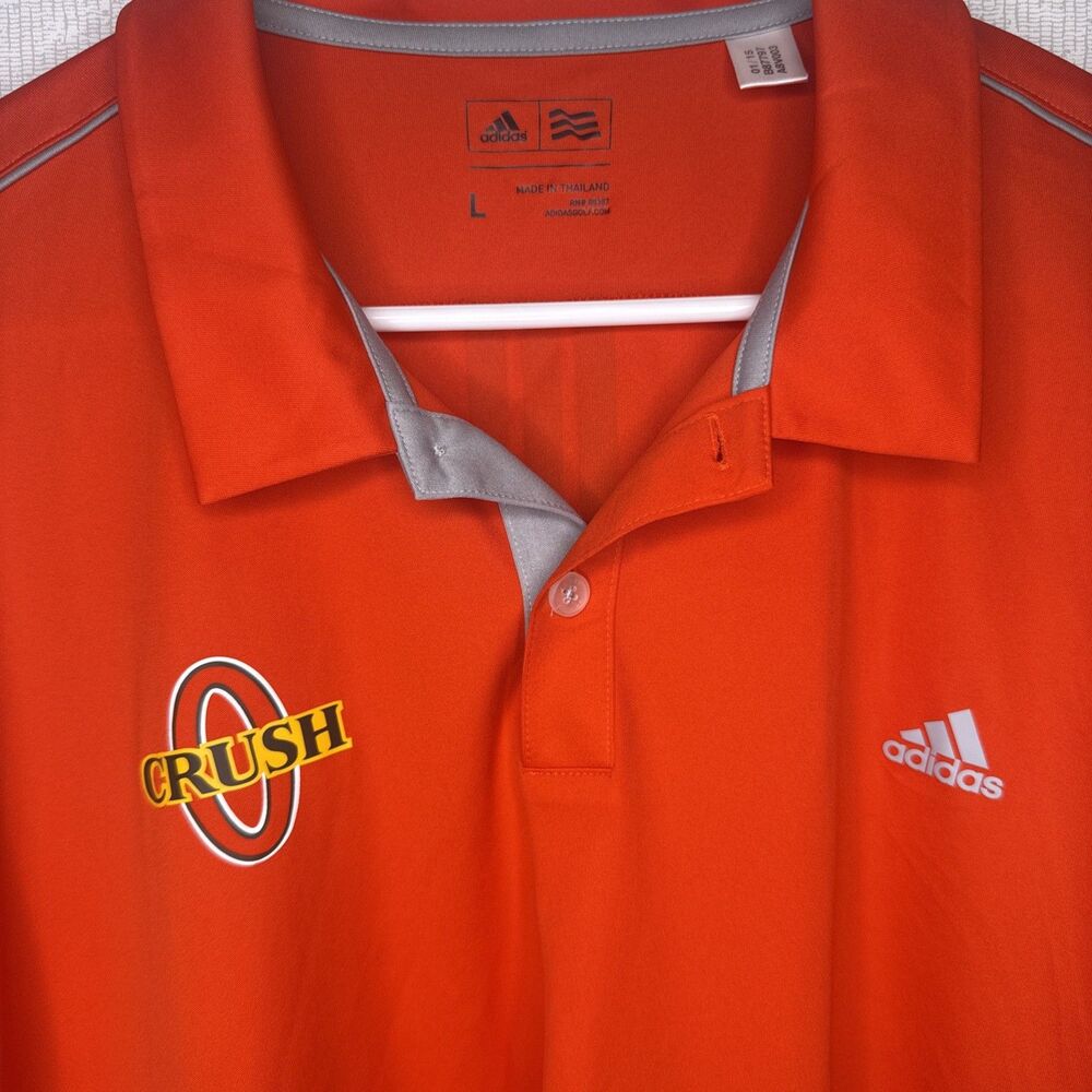Adidas Golf Mens Size Large Orange Crush Graphic Performance Polo Shirt Stretch